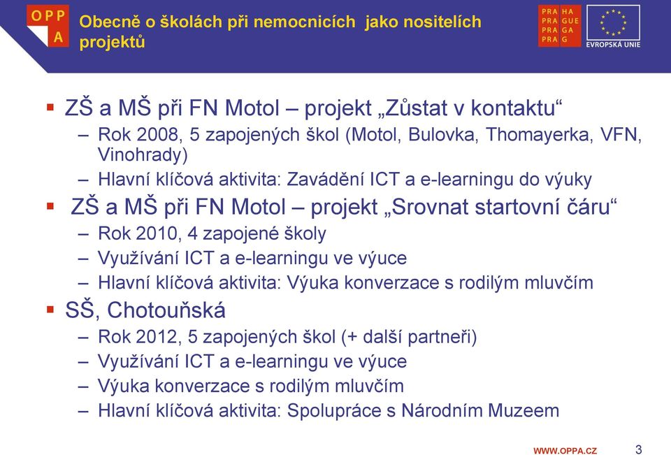 4 zapojené školy Využívání ICT a e-learningu ve výuce Hlavní klíčová aktivita: Výuka konverzace s rodilým mluvčím SŠ, Chotouňská Rok 2012, 5