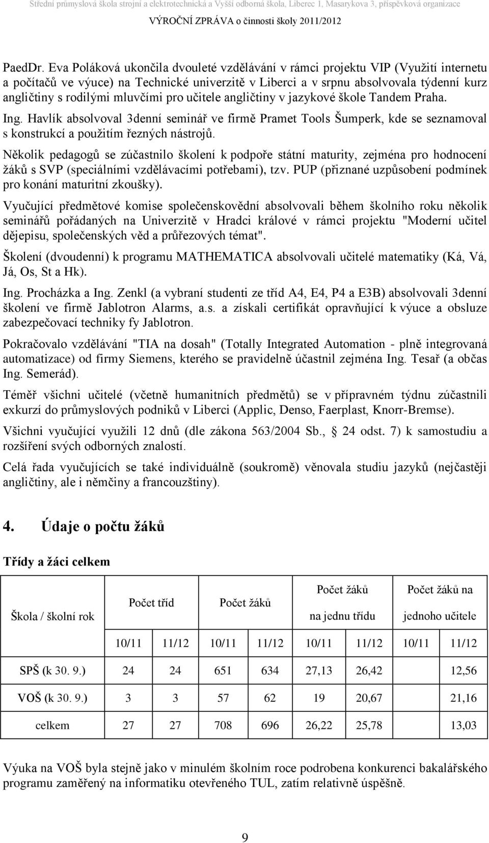 mluvčími pro učitele angličtiny v jazykové škole Tandem Praha. Ing. Havlík absolvoval 3denní seminář ve firmě Pramet Tools Šumperk, kde se seznamoval s konstrukcí a použitím řezných nástrojů.