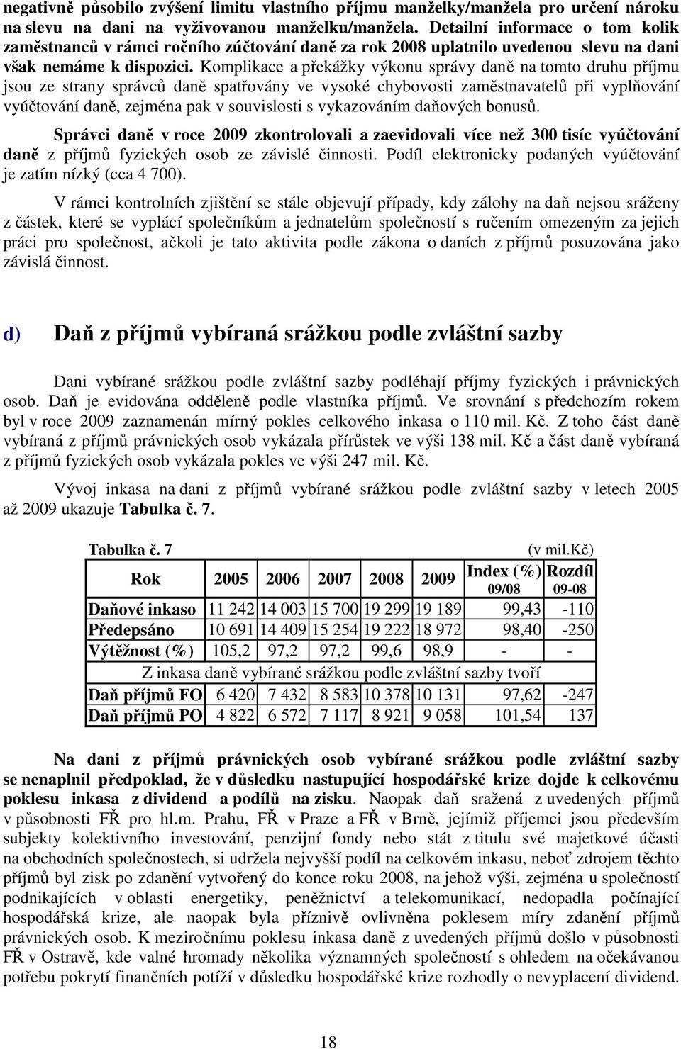 Komplikace a překážky výkonu správy daně na tomto druhu příjmu jsou ze strany správců daně spatřovány ve vysoké chybovosti zaměstnavatelů při vyplňování vyúčtování daně, zejména pak v souvislosti s