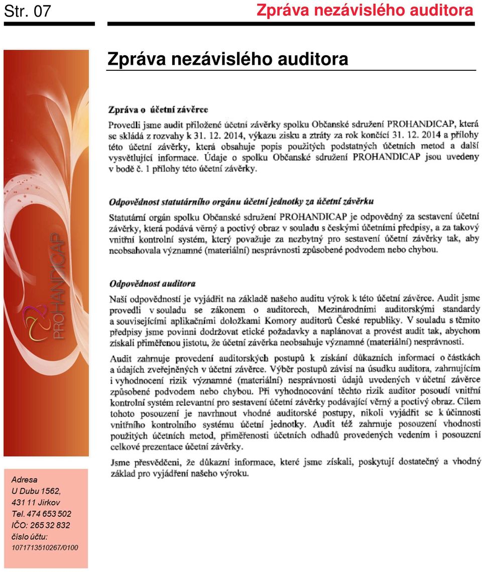 auditora Zpráva