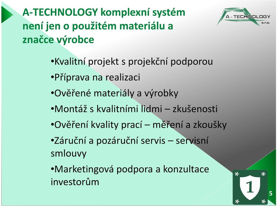 výrobky Montáž s kvalitními lidmi zkušenosti Ověření kvality prací měření a