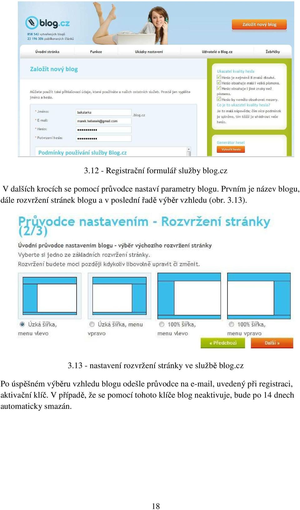 13). 3.13 - nastavení rozvržení stránky ve službě blog.