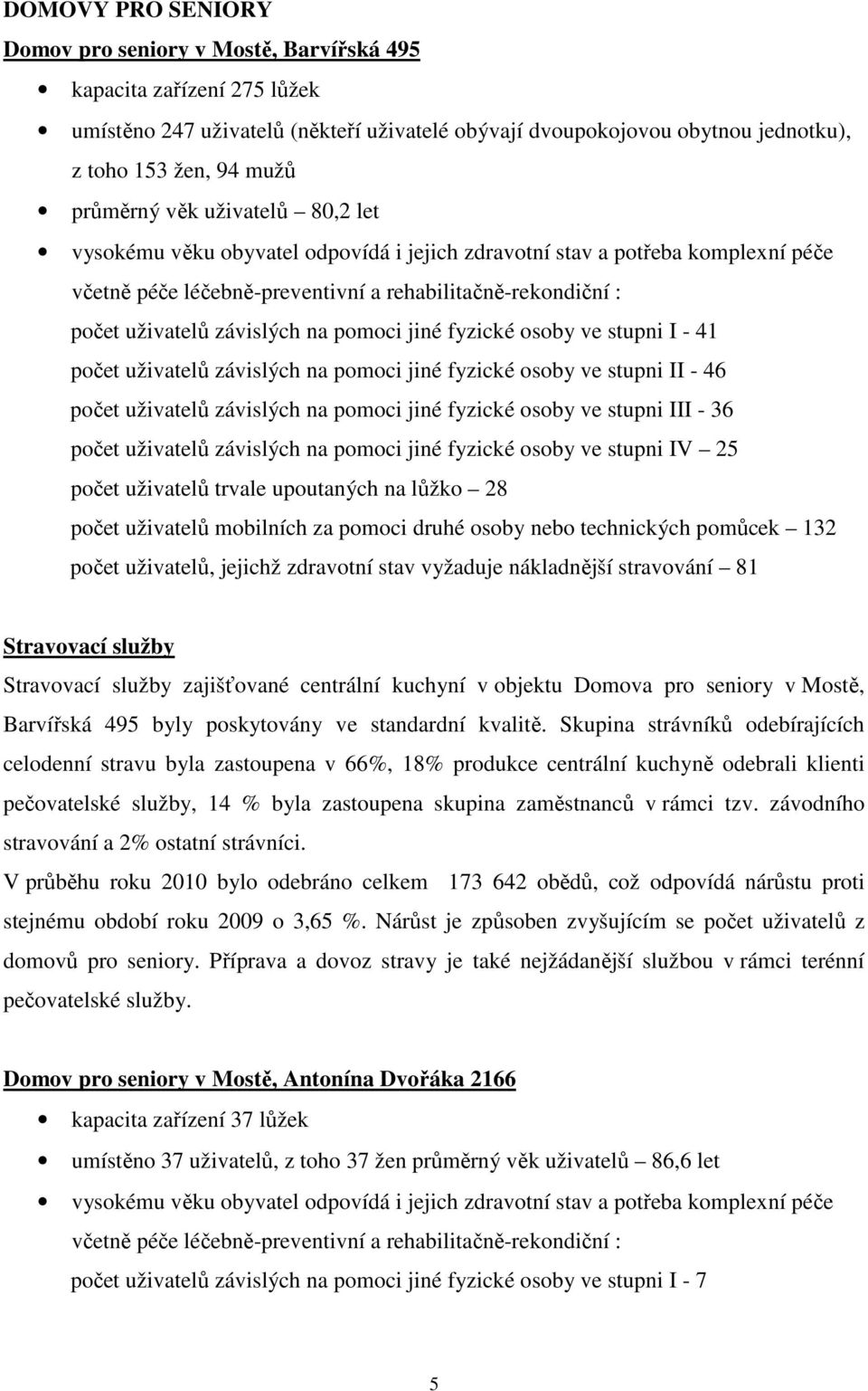 na pomoci jiné fyzické osoby ve stupni I - 41 počet uživatelů závislých na pomoci jiné fyzické osoby ve stupni II - 46 počet uživatelů závislých na pomoci jiné fyzické osoby ve stupni III - 36 počet