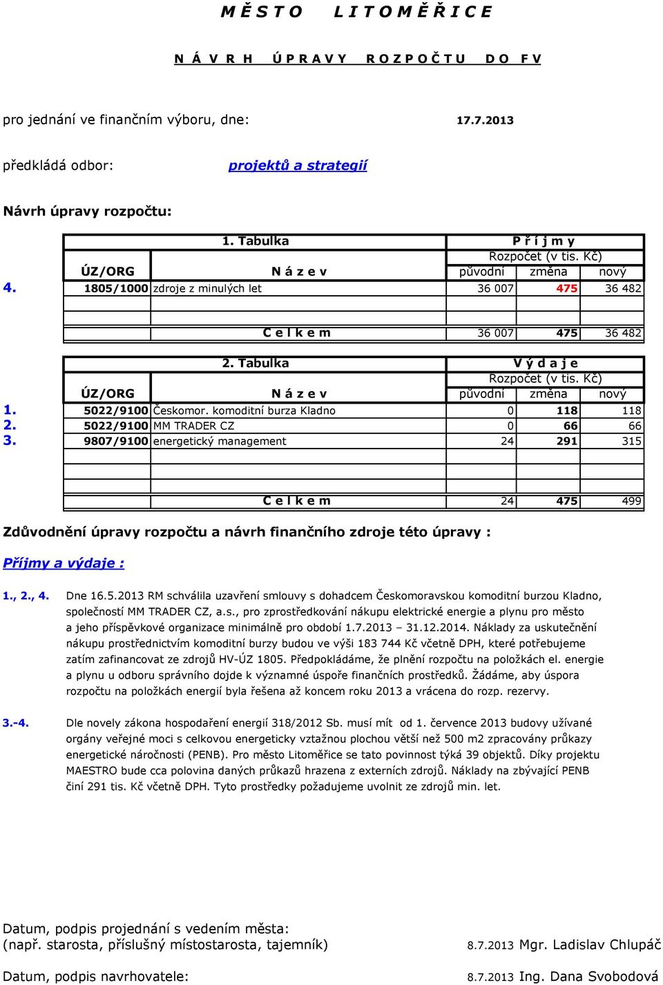 s., pro zprostředkování nákupu elektrické energie a plynu pro město a jeho příspěvkové organizace minimálně pro období 1.7.2013 31.12.2014.