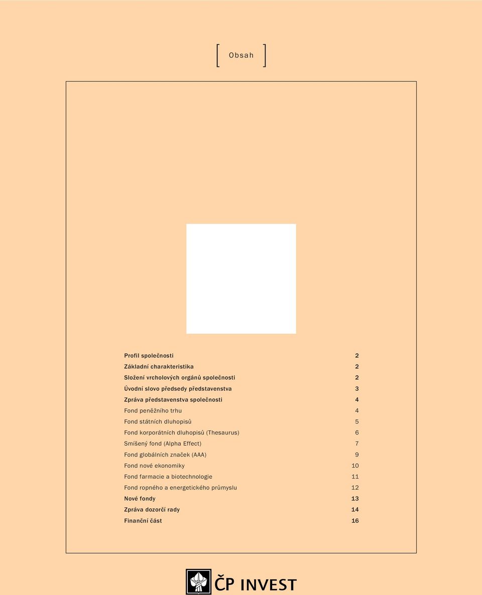 korporátních dluhopisů (Thesaurus) 6 Smíšený fond (Alpha Effect) 7 Fond globálních značek (AAA) 9 Fond nové ekonomiky