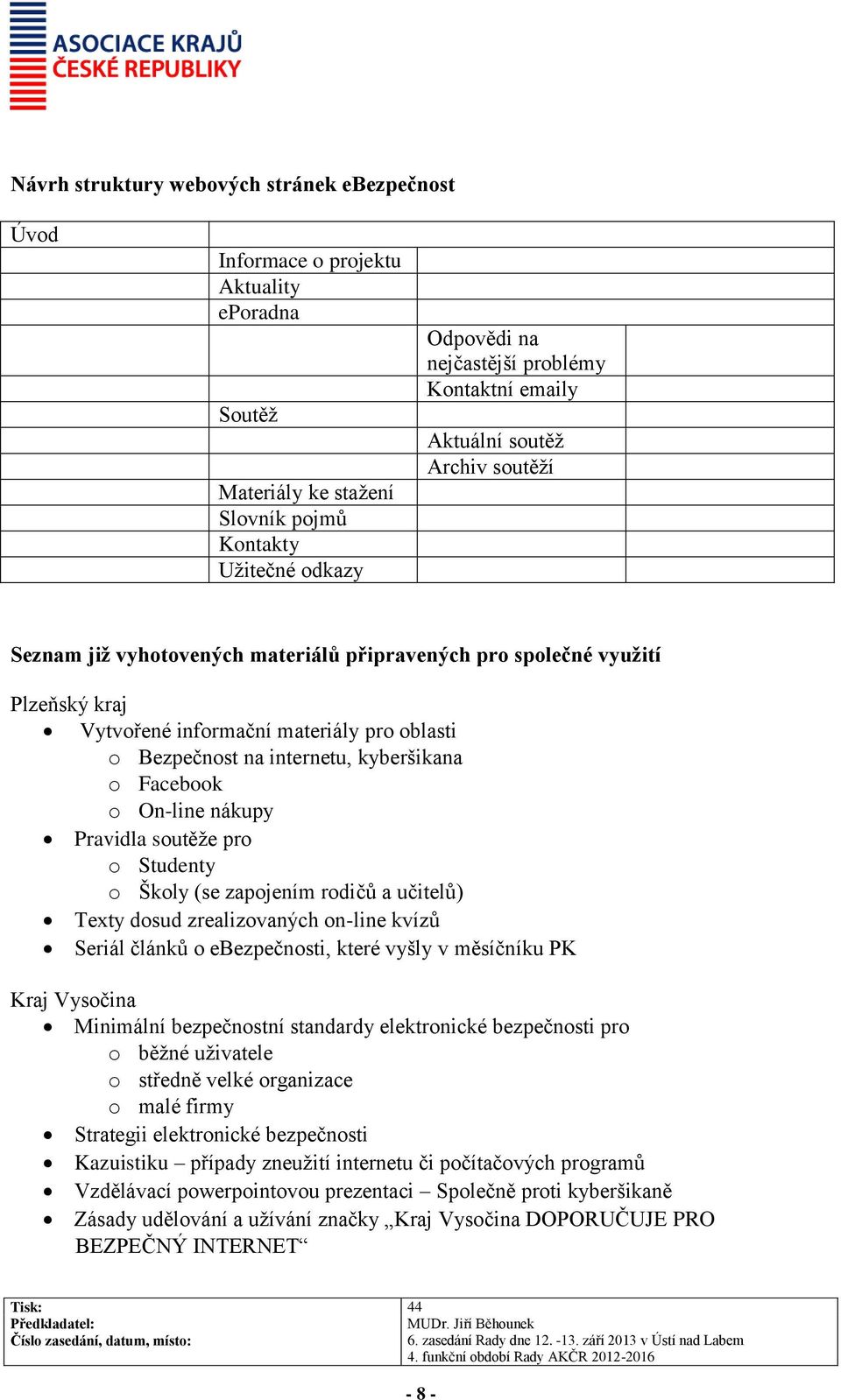 kyberšikana o Facebook o On-line nákupy Pravidla soutěže pro o Studenty o Školy (se zapojením rodičů a učitelů) Texty dosud zrealizovaných on-line kvízů Seriál článků o ebezpečnosti, které vyšly v