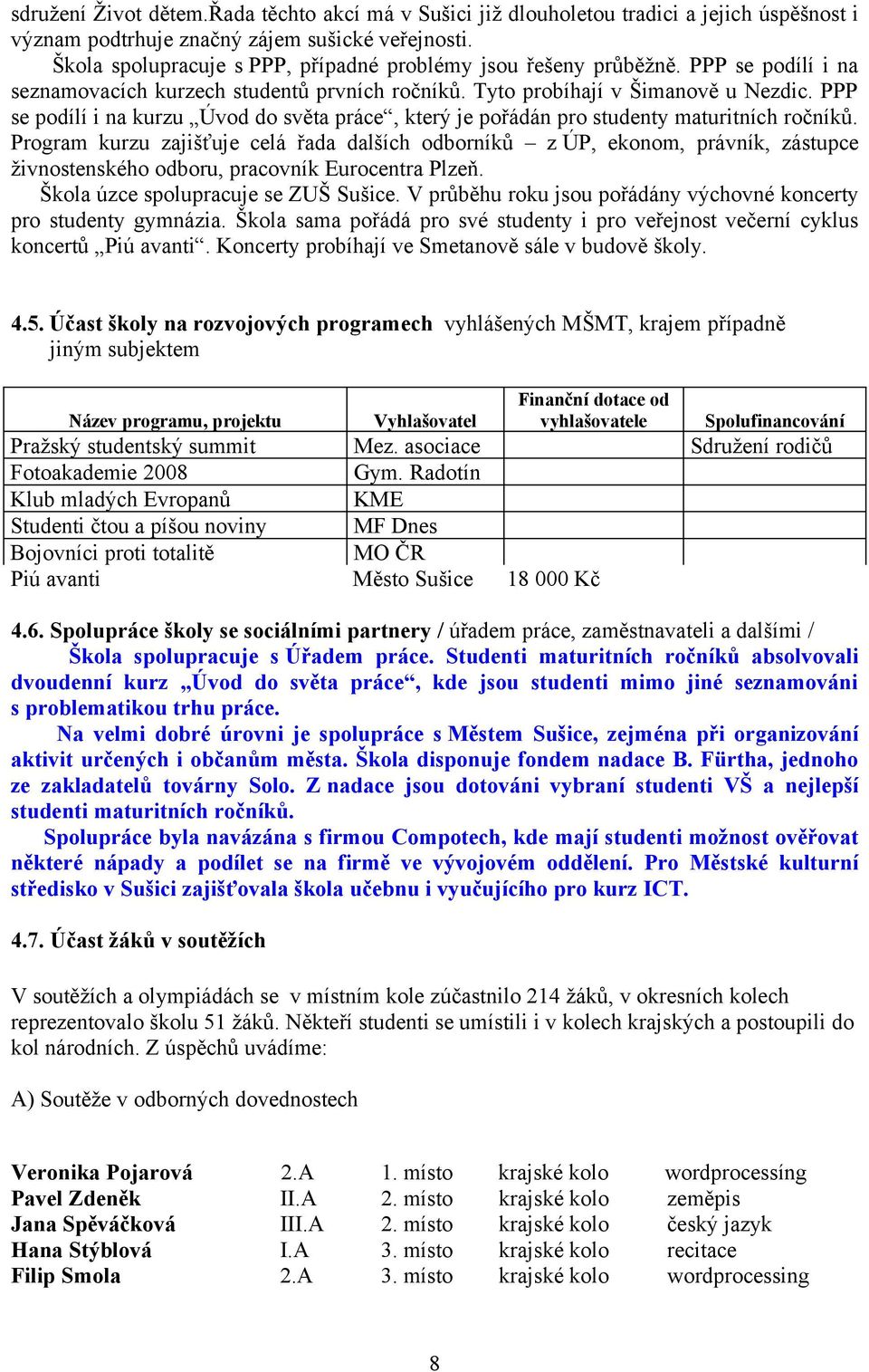 PPP se podílí i na kurzu Úvod do světa práce, který je pořádán pro studenty maturitních ročníků.