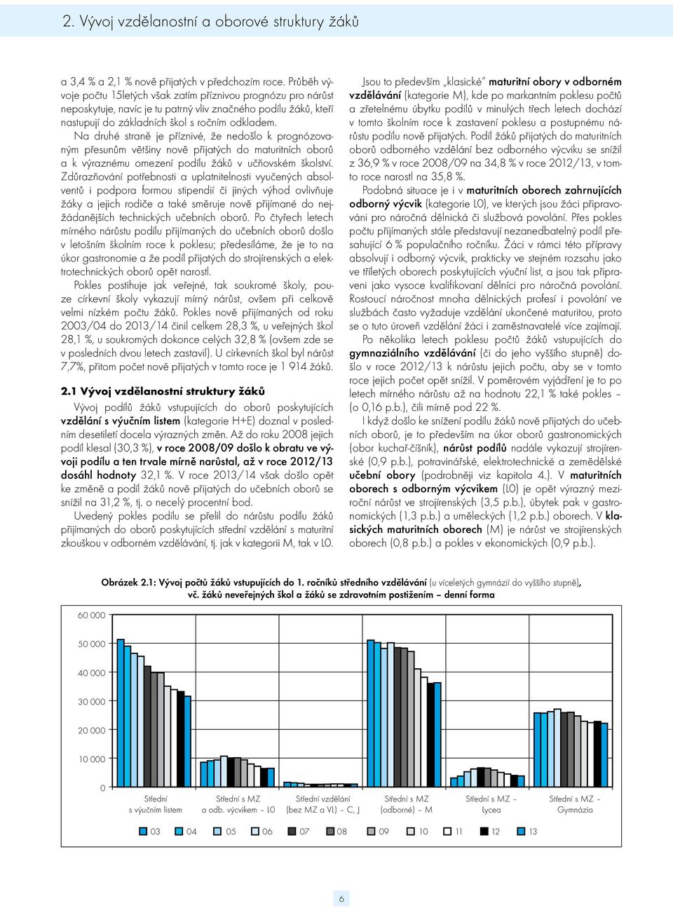 Na druhé straně je příznivé, že nedošlo k prognózovaným přesunům většiny nově přijatých do maturitních oborů a k výraznému omezení podílu žáků v učňovském školství.