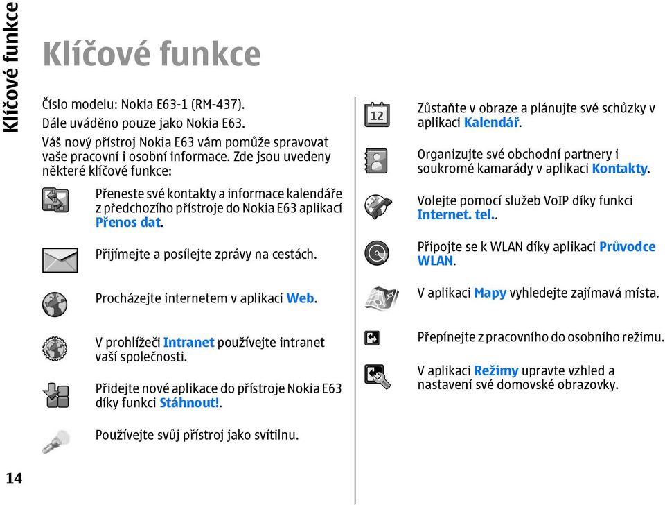 Procházejte internetem v aplikaci Web. Zůstaňte v obraze a plánujte své schůzky v aplikaci Kalendář. Organizujte své obchodní partnery i soukromé kamarády v aplikaci Kontakty.