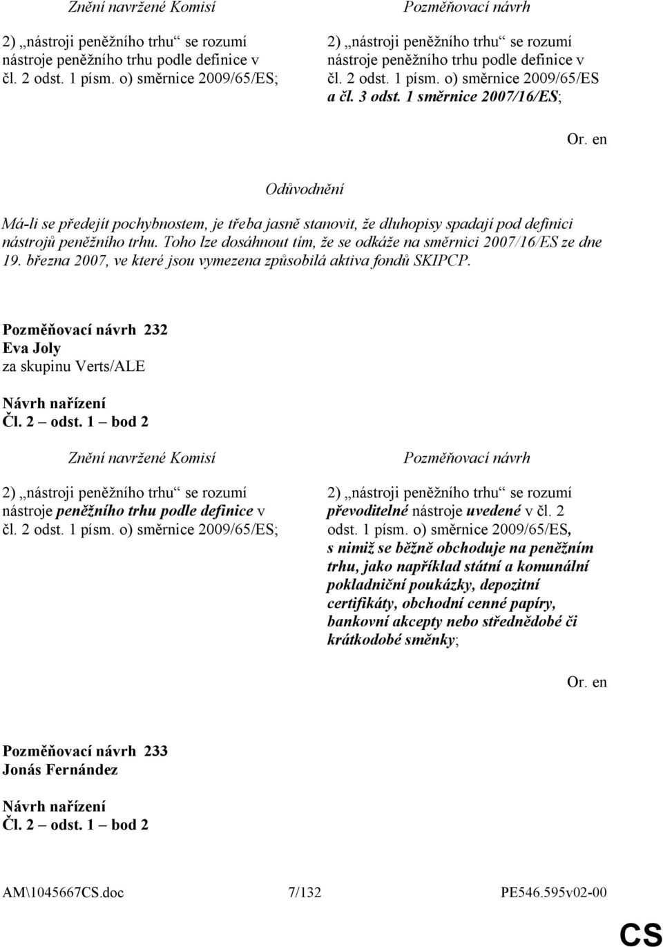 1 směrnice 2007/16/ES; Odůvodnění Má-li se předejít pochybnostem, je třeba jasně stanovit, že dluhopisy spadají pod definici nástrojů peněžního trhu.