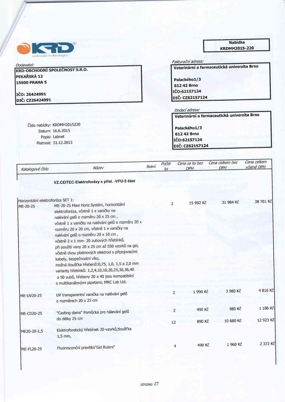 6.2015 Popis: Labnet Platnost: 3L't2'20t5 Palack6hoU3 6L242Brno 62157L24 cz:62t57r24 VZ.