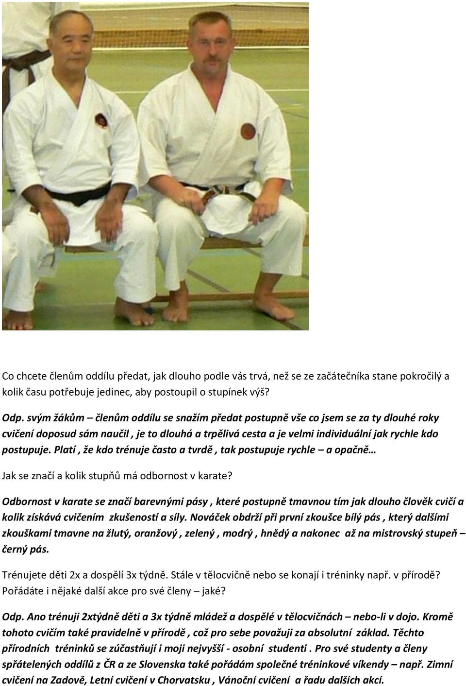 Platí, že kdo trénuje často a tvrdě, tak postupuje rychle a opačně Jak se značí a kolik stupňů má odbornost v karate?