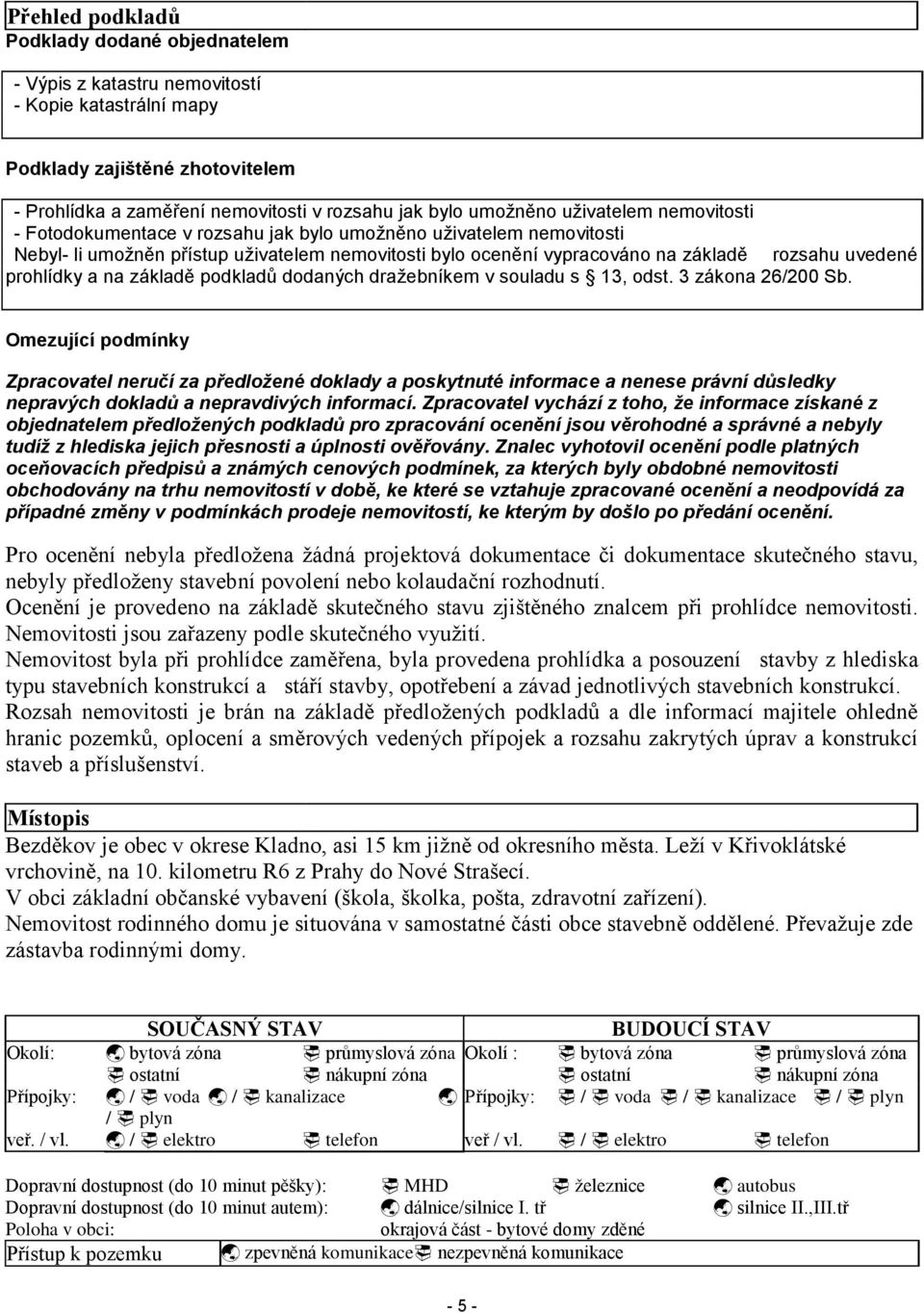 prohlídky a na základě podkladů dodaných dražebníkem v souladu s 13, odst. 3 zákona 26/200 Sb.