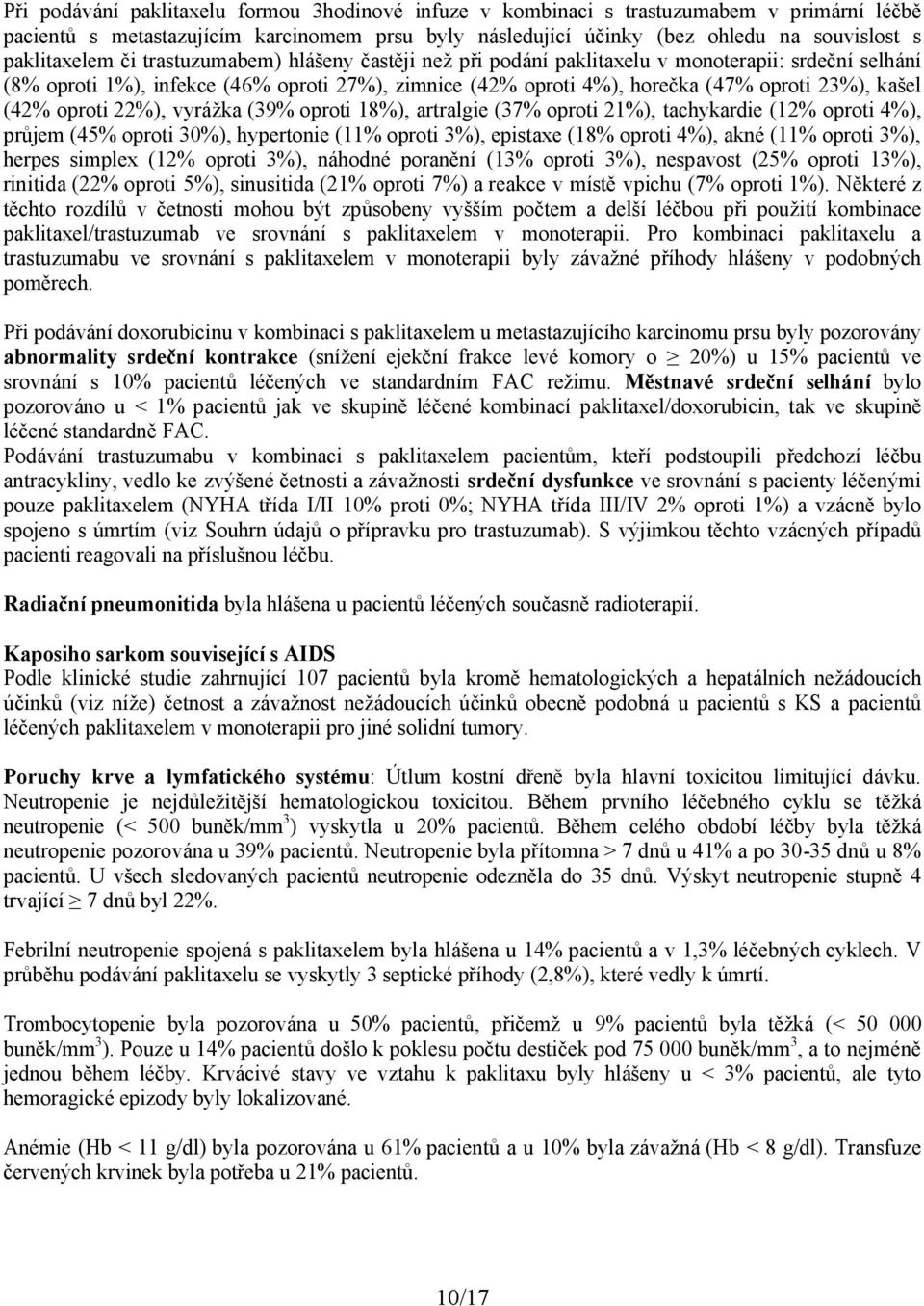 kašel (42% oproti 22%), vyrážka (39% oproti 18%), artralgie (37% oproti 21%), tachykardie (12% oproti 4%), průjem (45% oproti 30%), hypertonie (11% oproti 3%), epistaxe (18% oproti 4%), akné (11%