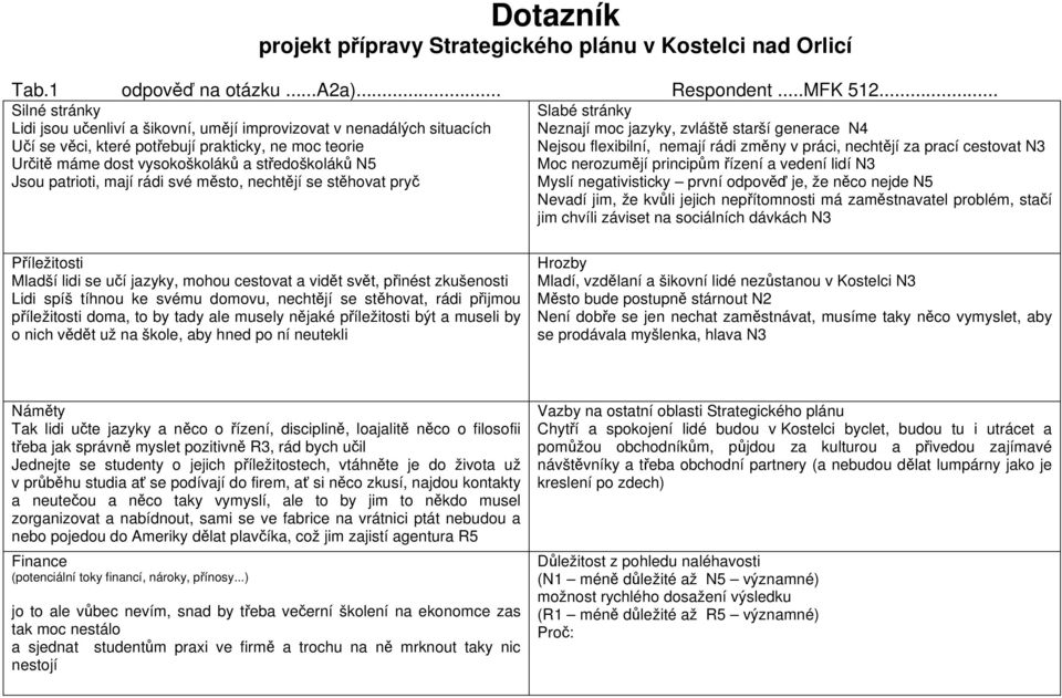 patrioti, mají rádi své město, nechtějí se stěhovat pryč Slabé stránky Neznají moc jazyky, zvláště starší generace N4 Nejsou flexibilní, nemají rádi změny v práci, nechtějí za prací cestovat N3 Moc