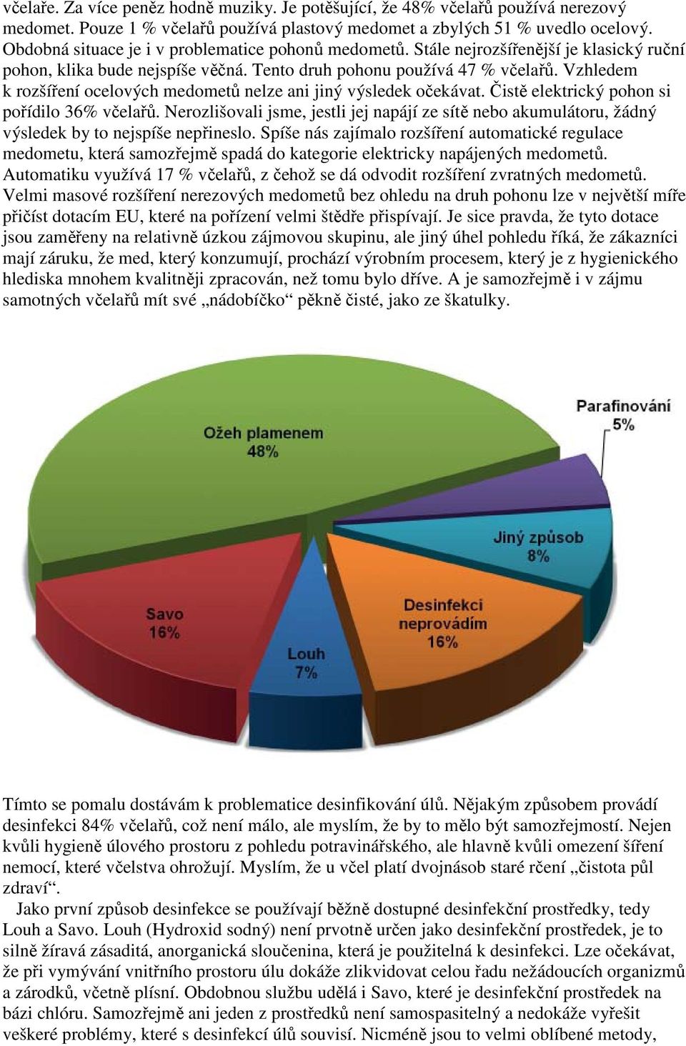 Vzhledem k rozšíření ocelových medometů nelze ani jiný výsledek očekávat. Čistě elektrický pohon si pořídilo 36% včelařů.