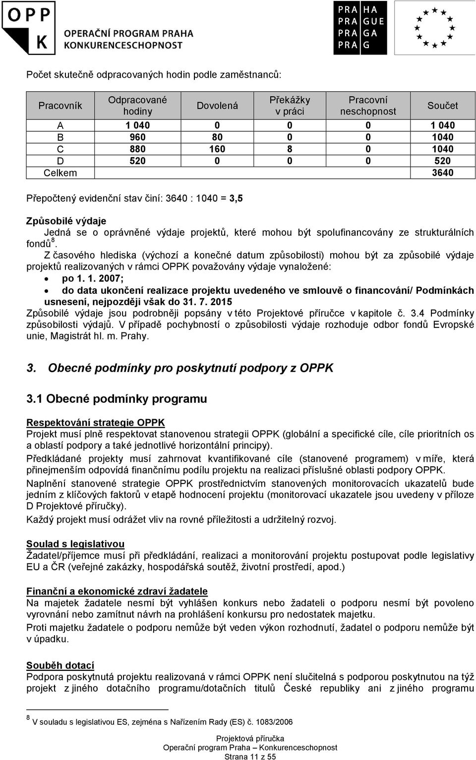 Z časového hlediska (výchozí a konečné datum způsobilosti) mohou být za způsobilé výdaje projektů realizovaných v rámci OPPK považovány výdaje vynaložené: po 1.