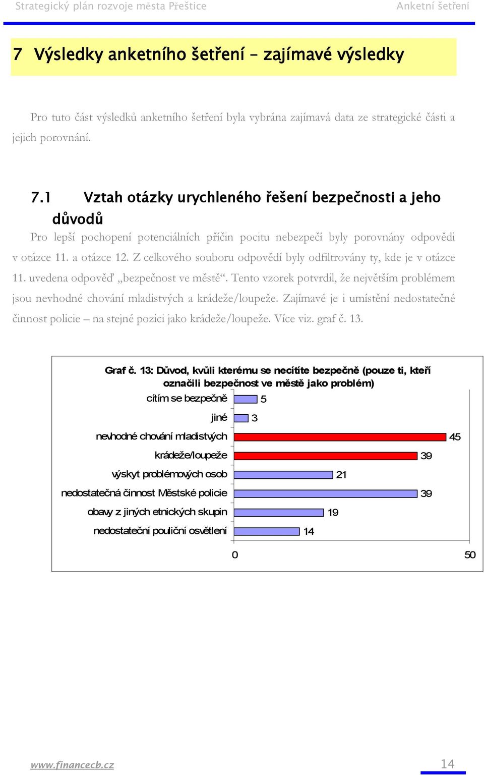 Z celkového souboru odpovědí byly odfiltrovány ty, kde je v otázce 11. uvedena odpověď bezpečnost ve městě.