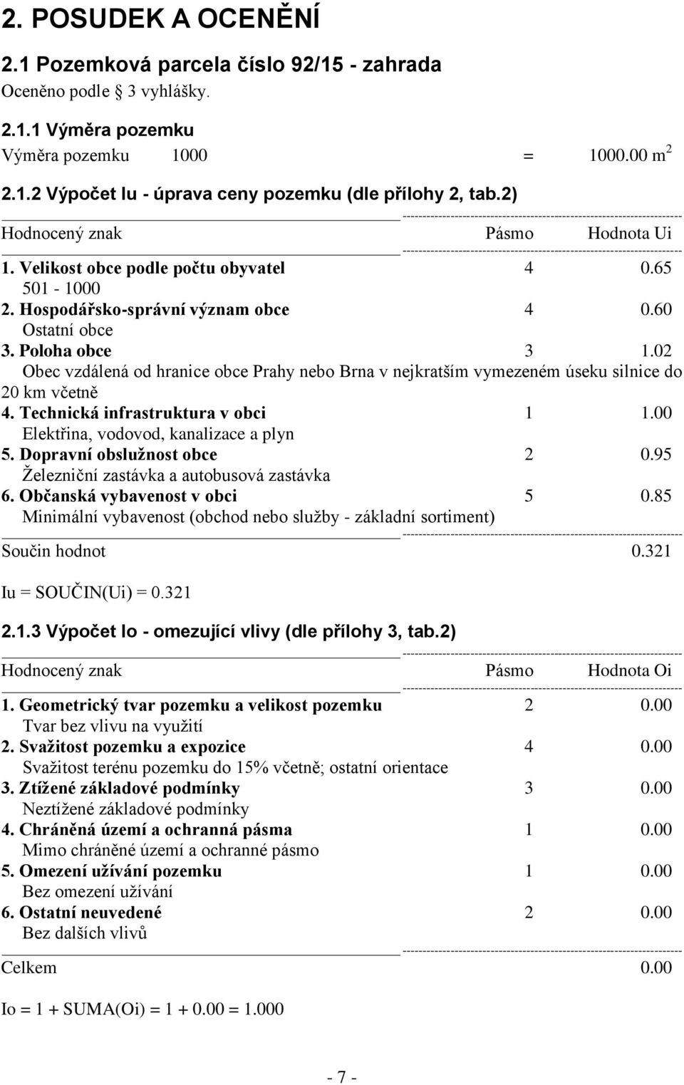 02 Obec vzdálená od hranice obce Prahy nebo Brna v nejkratším vymezeném úseku silnice do 20 km včetně 4. Technická infrastruktura v obci 1 1.00 Elektřina, vodovod, kanalizace a plyn 5.