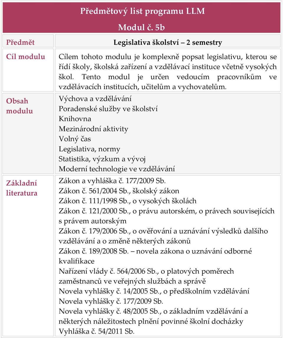 Výchova a vzdělávání Poradenské služby ve školství Knihovna Mezinárodní aktivity Volný čas Legislativa, normy Statistika, výzkum a vývoj Moderní technologie ve vzdělávání Zákon a vyhláška č.