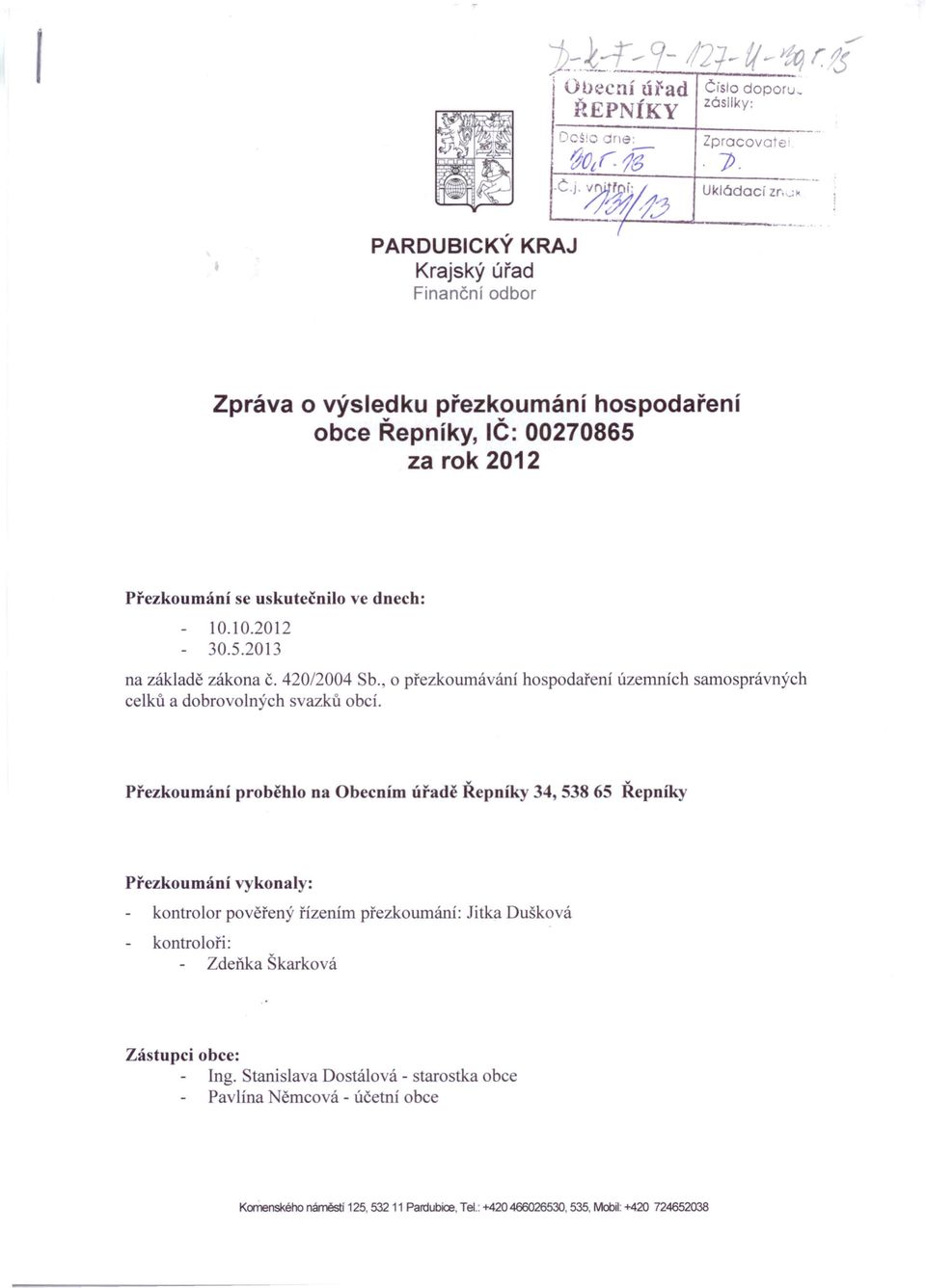 42012004 Sb., o přezkoumávání celků a dobrovolných svazků obcí.