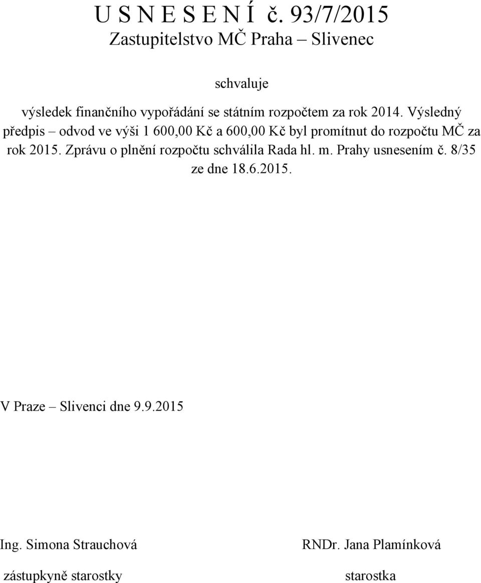 2014. Výsledný předpis odvod ve výši 1 600,00 Kč a 600,00 Kč byl