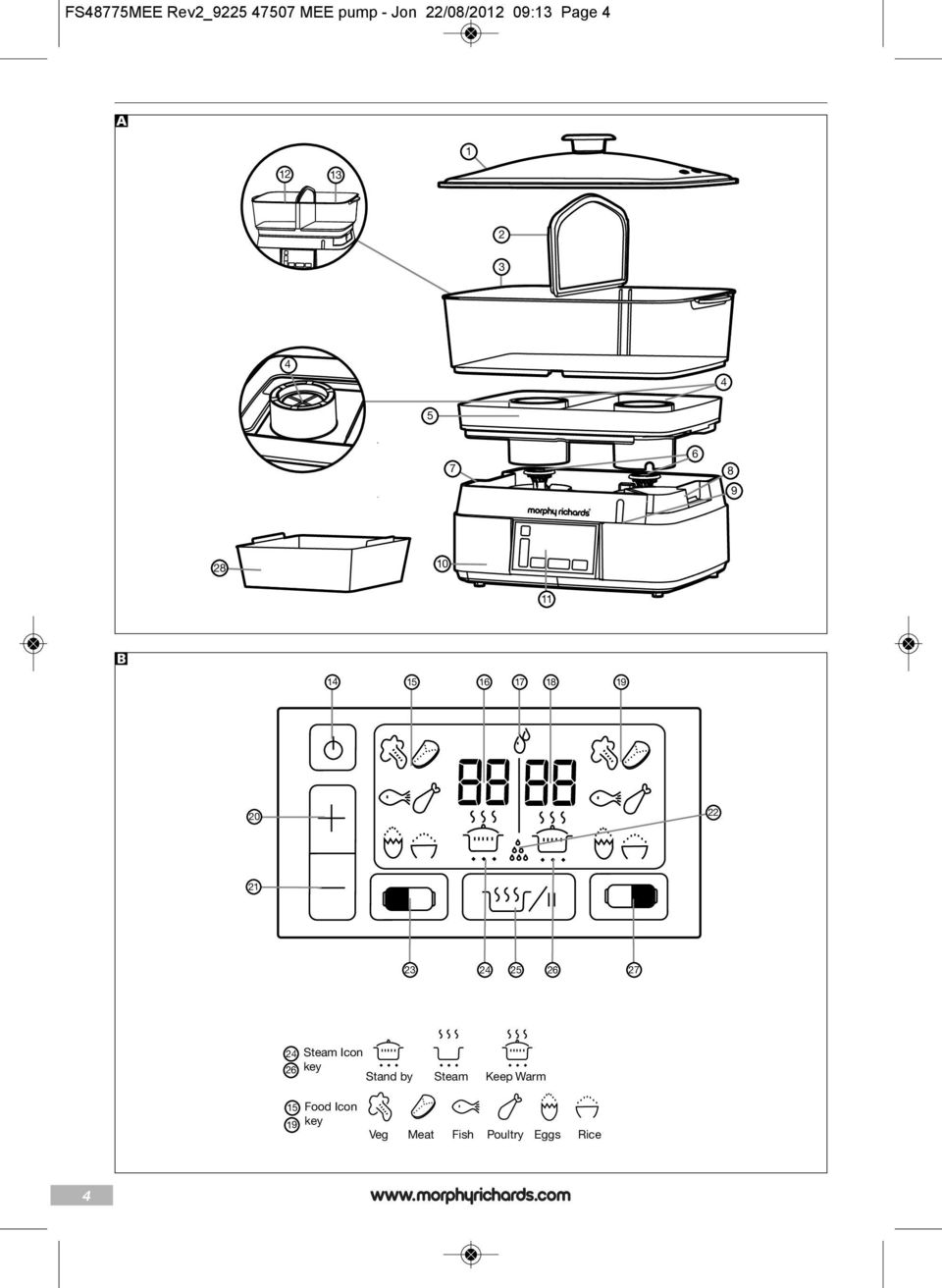 19 20 22 21 24 23 25 27 26 24 26 Steam Icon key Stand by