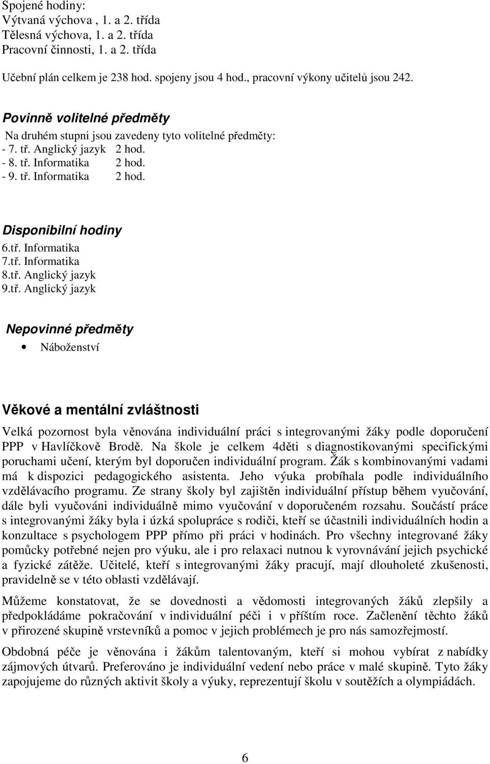 Informatika 7.tř. Informatika 8.tř. Anglický jazyk tř.