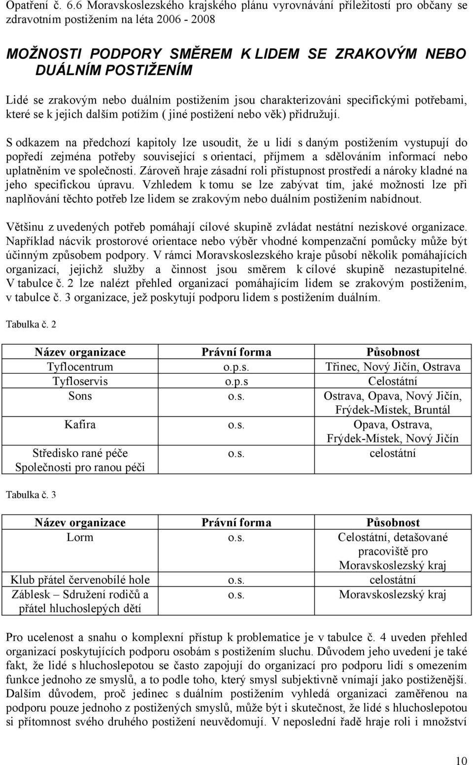 S odkazem na předchozí kapitoly lze usoudit, že u lidí s daným postižením vystupují do popředí zejména potřeby související s orientací, příjmem a sdělováním informací nebo uplatněním ve společnosti.