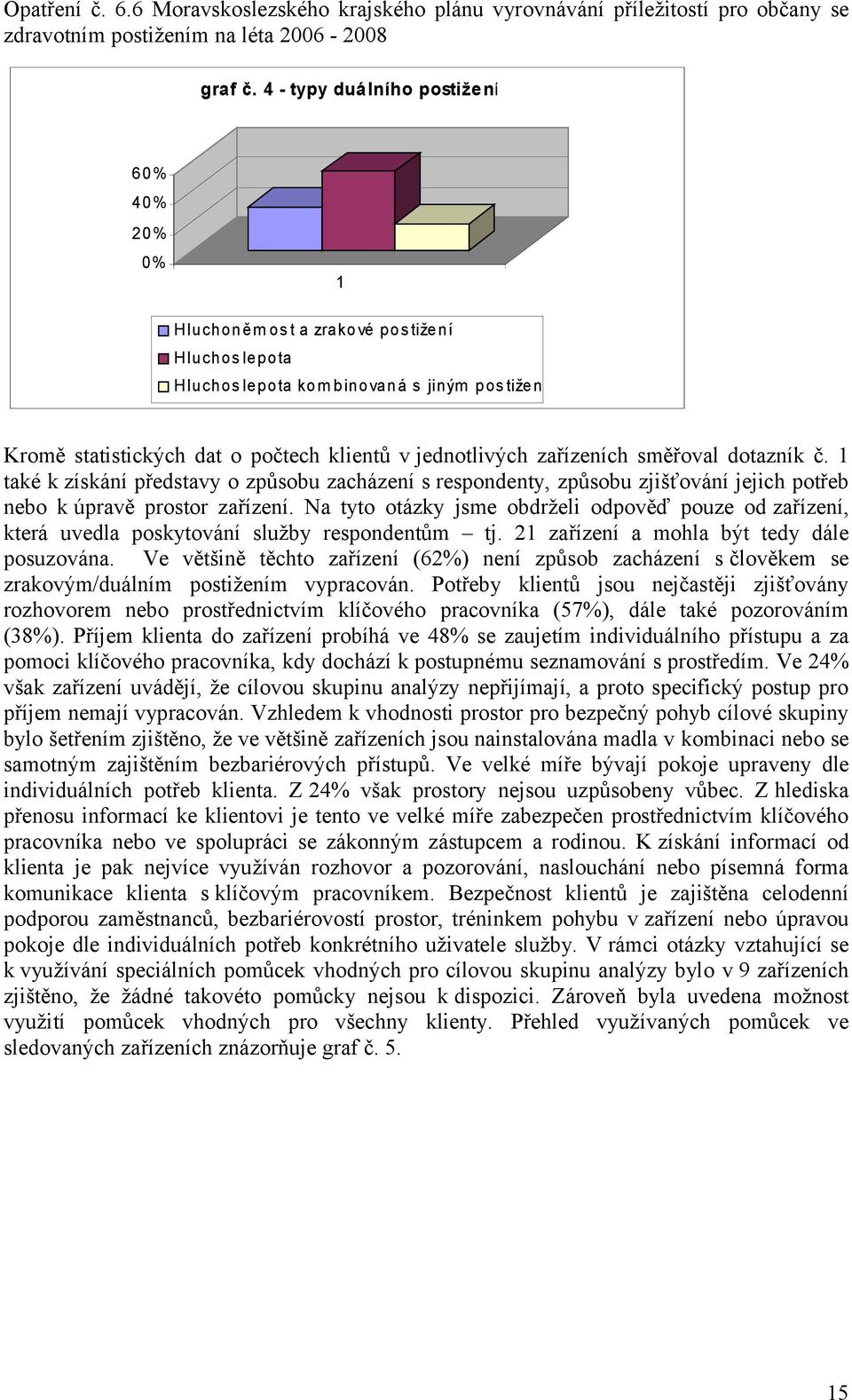 jednotlivých zařízeních směřoval dotazník č. 1 také k získání představy o způsobu zacházení s respondenty, způsobu zjišťování jejich potřeb nebo k úpravě prostor zařízení.