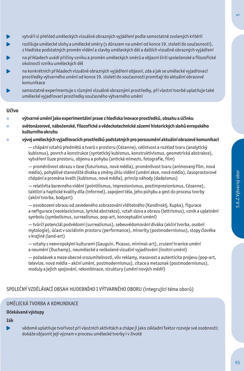 širší společenské a filozofické okolnosti vzniku uměleckých děl na konkrétních příkladech vizuálně obrazných vyjádření objasní, zda a jak se umělecké vyjadřovací prostředky výtvarného umění od konce