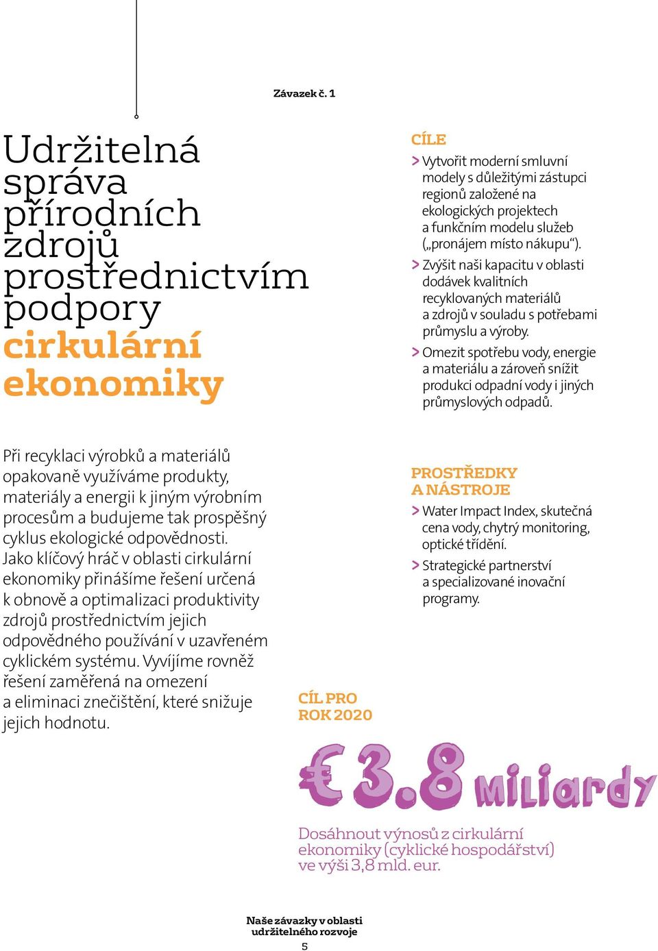 modelu služeb ( pronájem místo nákupu ). > Zvýšit naši kapacitu v oblasti dodávek kvalitních recyklovaných materiálů a zdrojů v souladu s potřebami průmyslu a výroby.