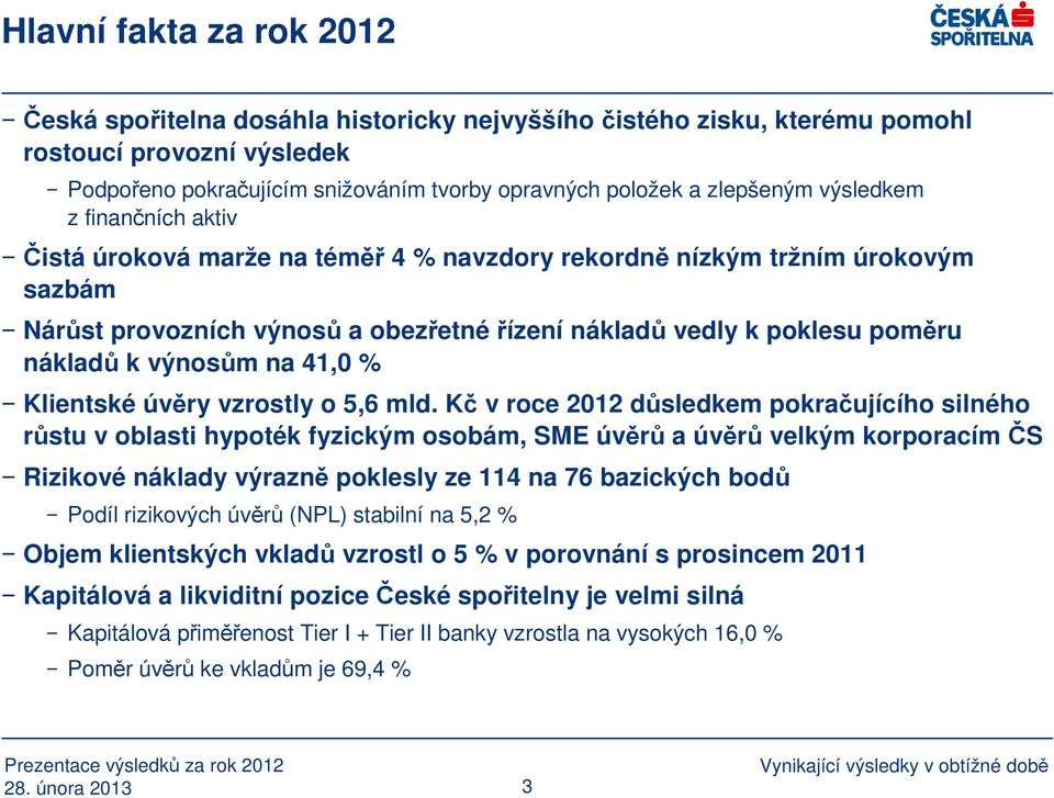 výnosům na 41,0 % Klientské úvěry vzrostly o 5,6 mld.