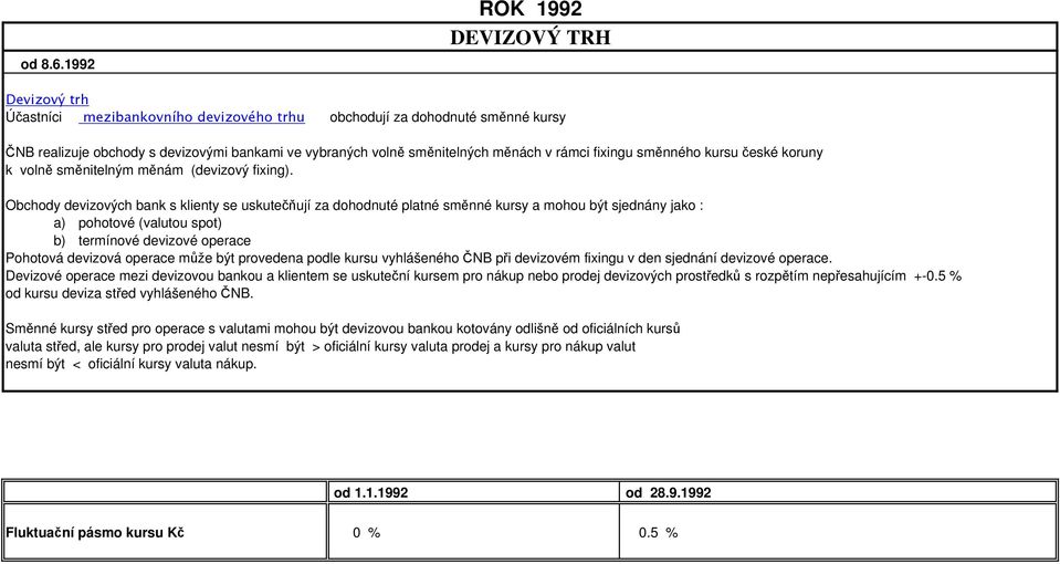 v rámci fixingu směnného kursu české koruny k volně směnitelným měnám (devizový fixing).