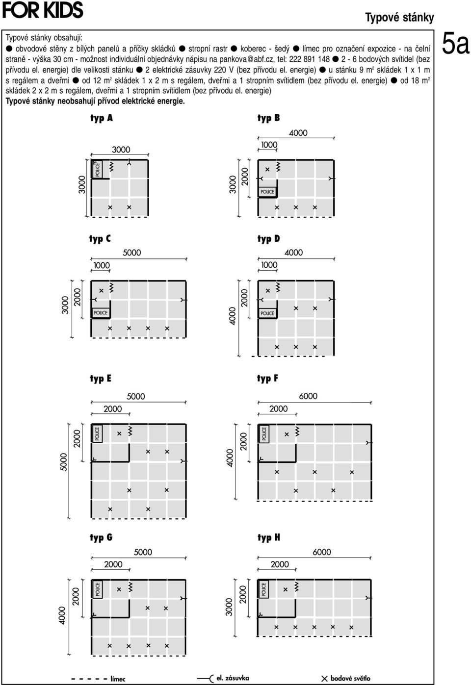 energie) dle velikosti stánku 2 elektrické zásuvky 220 V (bez pfiívodu el.