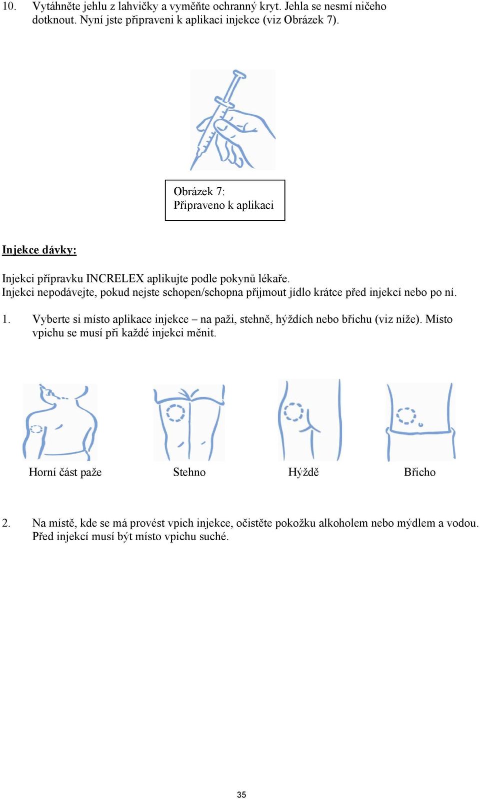 Injekci nepodávejte, pokud nejste schopen/schopna přijmout jídlo krátce před injekcí nebo po ní. 1.