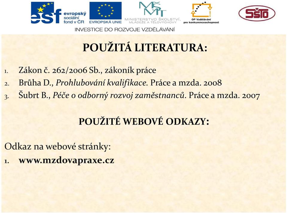 Šubrt B., Péče o odborný rozvoj zaměstnanců. Práce a mzda.