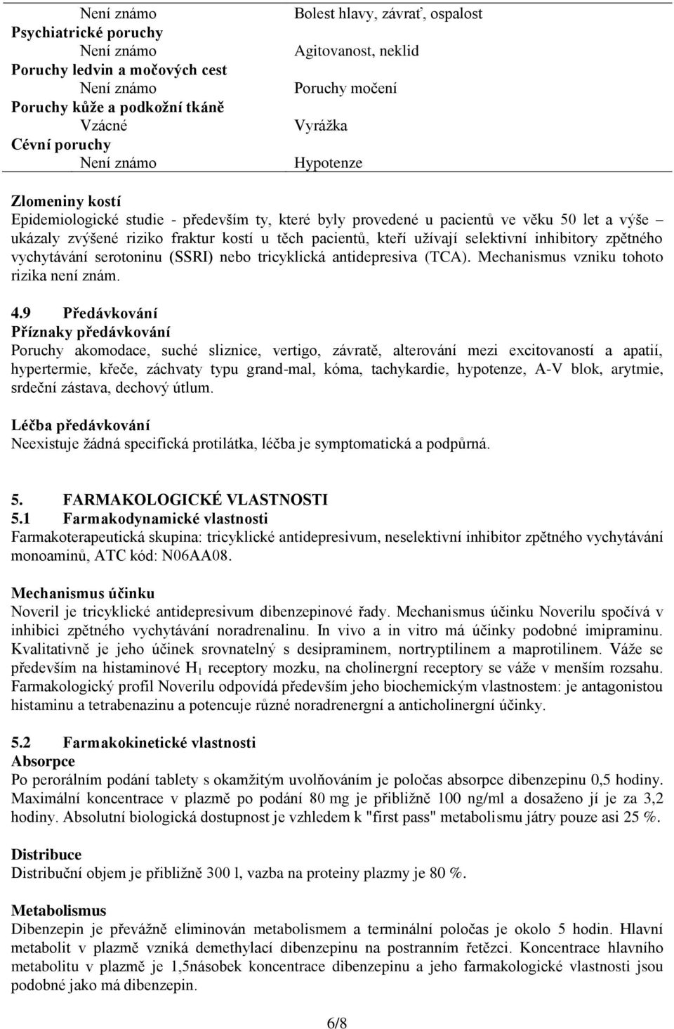 vychytávání serotoninu (SSRI) nebo tricyklická antidepresiva (TCA). Mechanismus vzniku tohoto rizika není znám. 4.