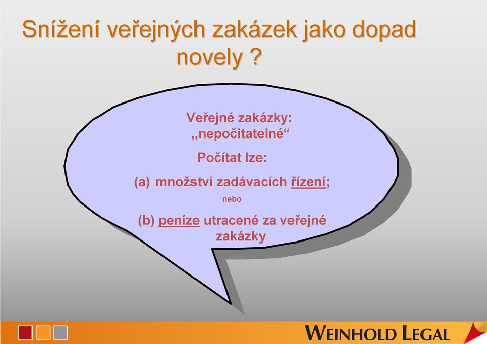 Veřejné zakázky: nepočitatelné Počítat lze: