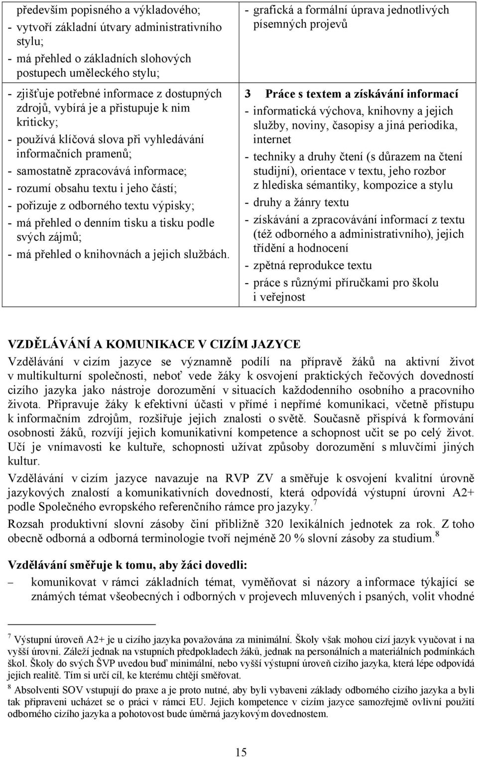 odborného textu výpisky; - má přehled o denním tisku a tisku podle svých zájmů; - má přehled o knihovnách a jejich službách.