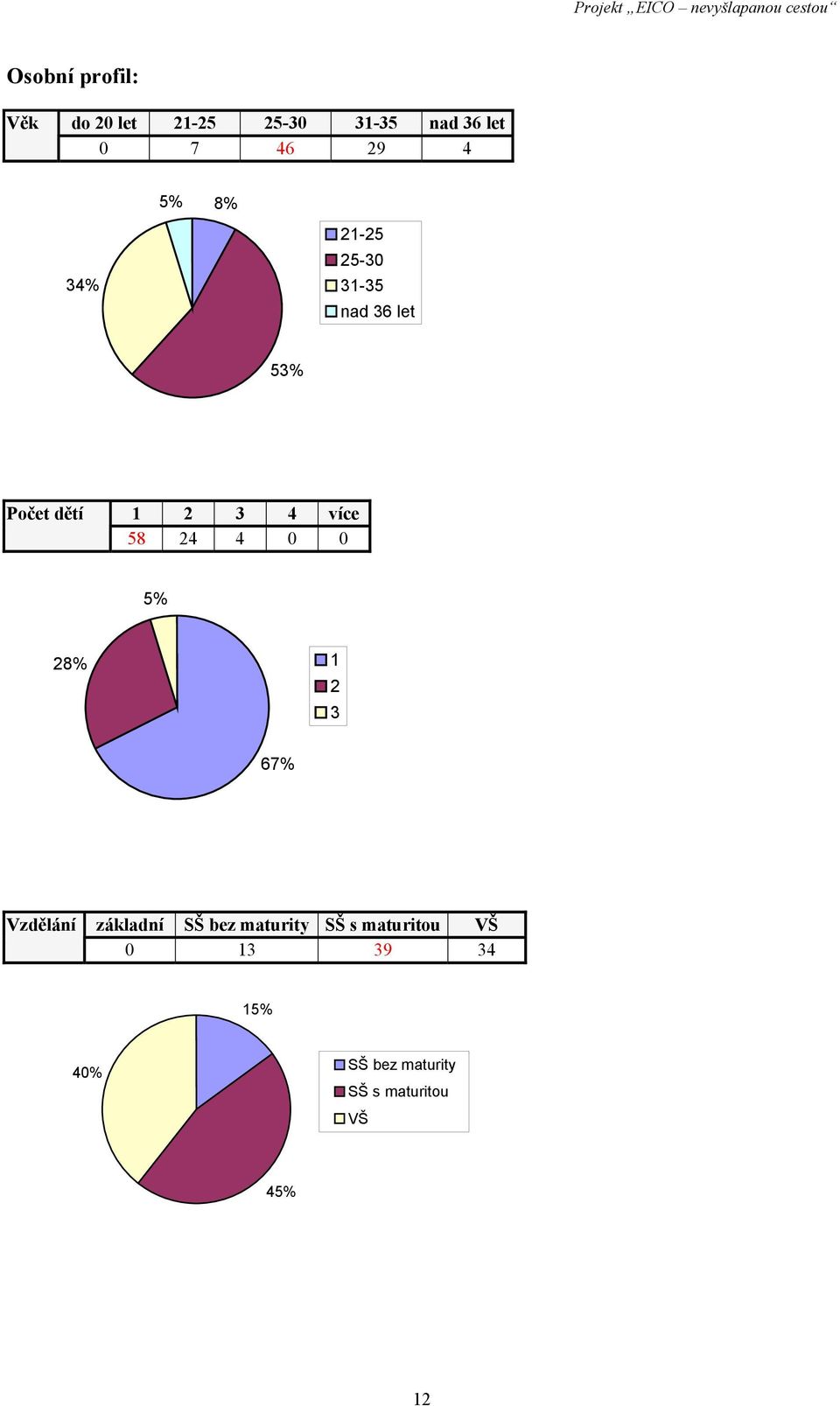 24 4 0 0 5% 28% 1 2 3 67% Vzdělání základní SŠ bez maturity SŠ s