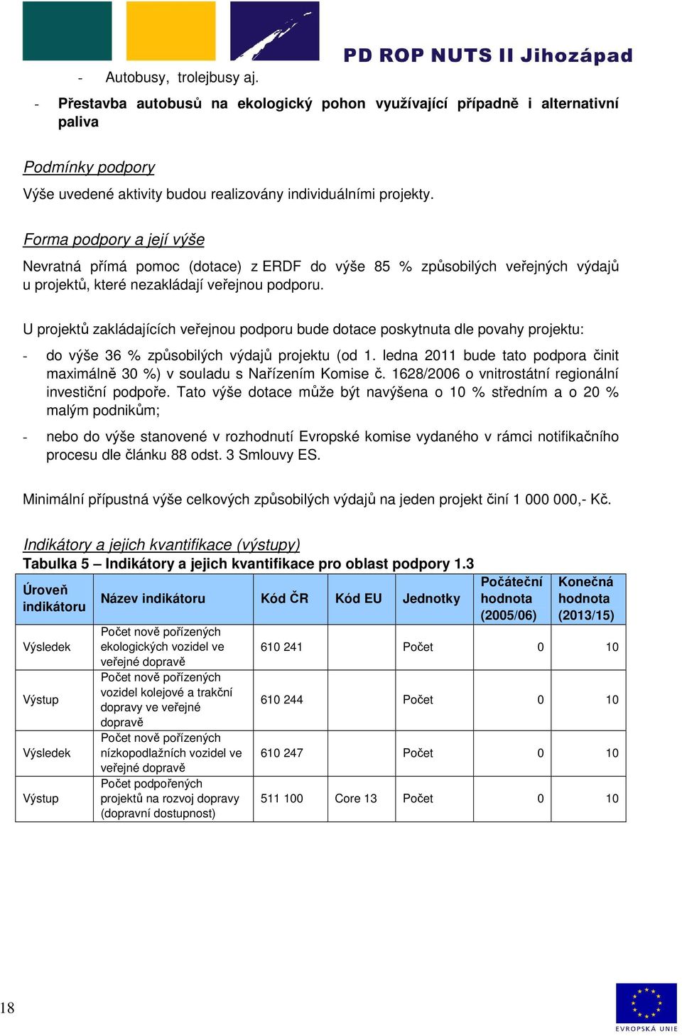 U projektů zakládajících veřejnou podporu bude dotace poskytnuta dle povahy projektu: - do výše 36 % způsobilých výdajů projektu (od 1.