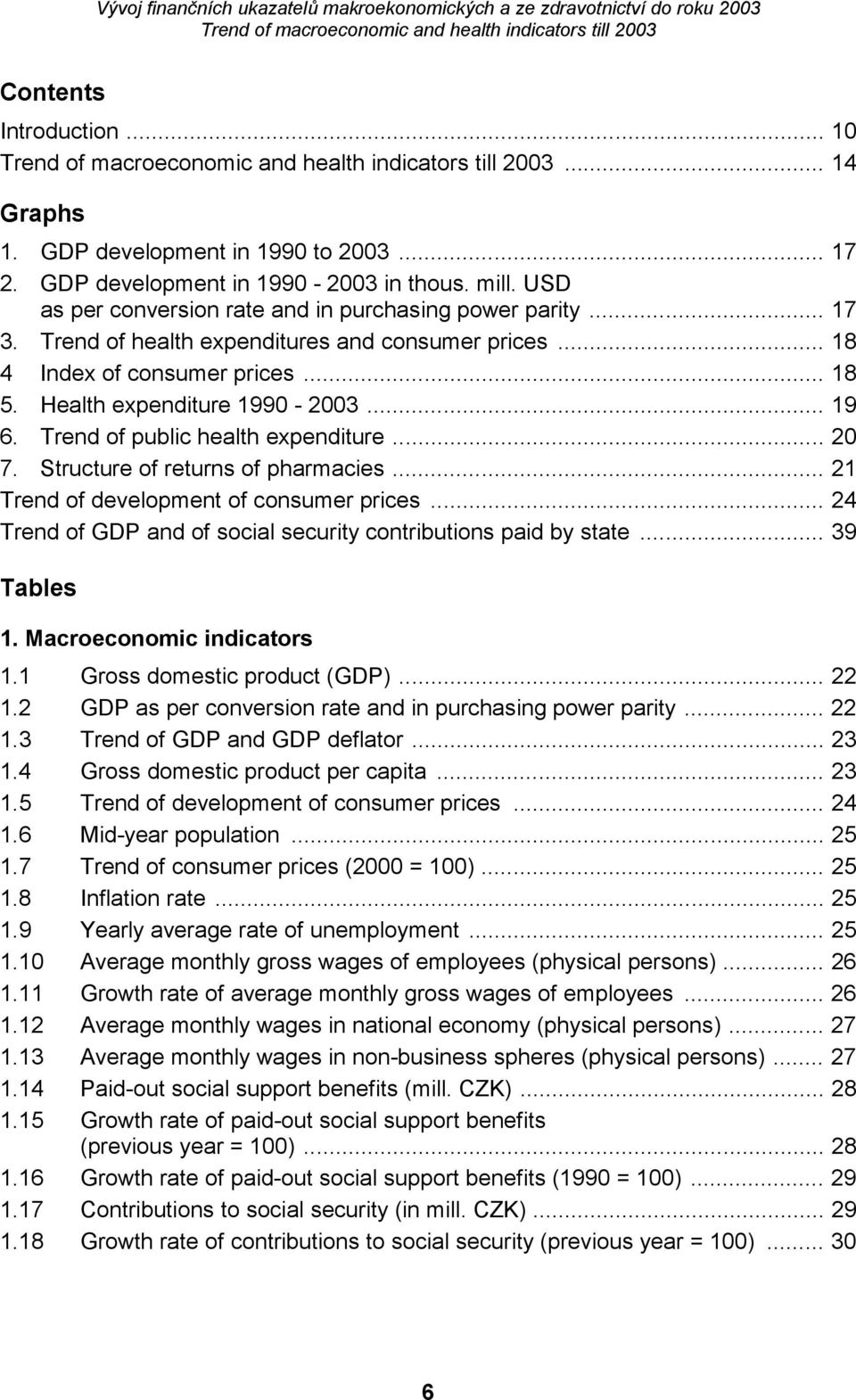 Structure of returns of pharmacies... 21 Trend of development of consumer prices... 24 Trend of GDP and of social security contributions paid by state... 39 Tables 1. Macroeconomic indicators 1.