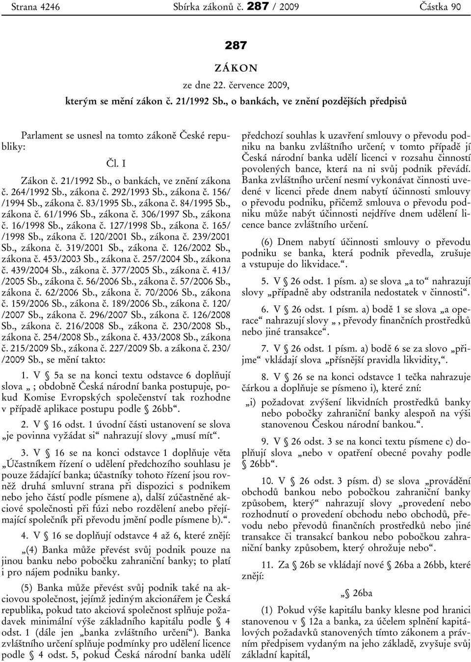 , zákona č. 83/1995 Sb., zákona č. 84/1995 Sb., zákona č. 61/1996 Sb., zákona č. 306/1997 Sb., zákona č. 16/1998 Sb., zákona č. 127/1998 Sb., zákona č. 165/ /1998 Sb., zákona č. 120/2001 Sb.