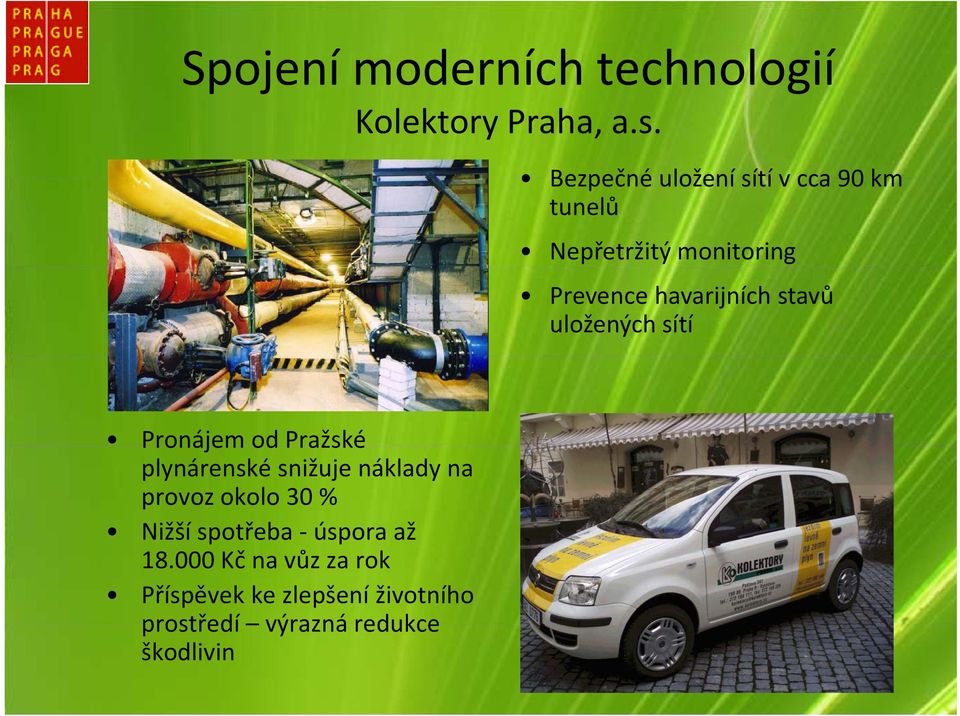 stavů uložených sítí Pronájem od Pražské plynárenské snižuje náklady na provoz okolo