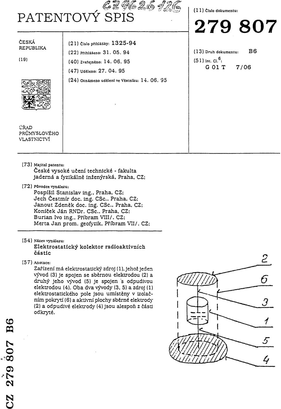 . Praha. CZ; Jech Čestmír doc. ing. CSc, Praha. CZ; Janout Zdeněk doc. ing. CSc. Praha. CZ: Koníček Ján RNDr. CSc. Praha. CZ; Burian Ivo ing.. Příbram VIII/. CZ; Merta Jan prom.