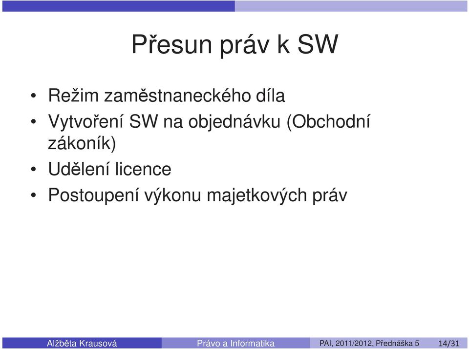 Postoupení výkonu majetkových práv Alžběta Krausová