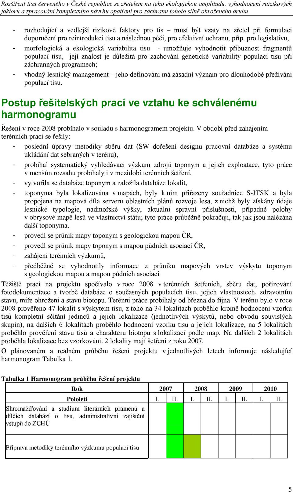 záchranných programech; - vhodný lesnický management jeho definování má zásadní význam pro dlouhodobé přežívání populací tisu.