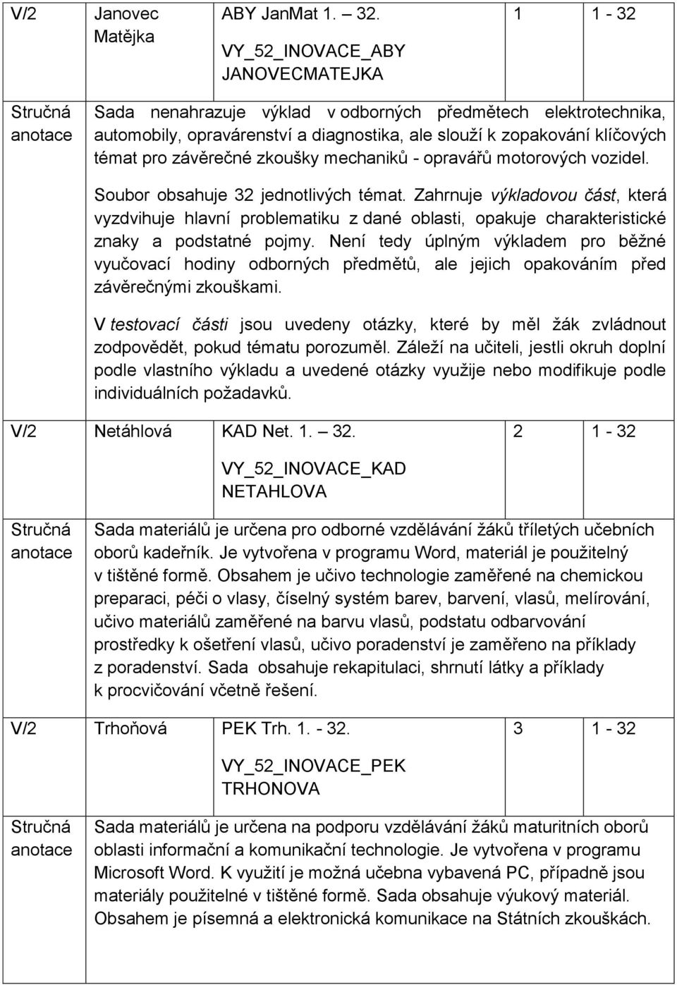 zkoušky mechaniků - opravářů motorových vozidel. Soubor obsahuje 32 jednotlivých témat.