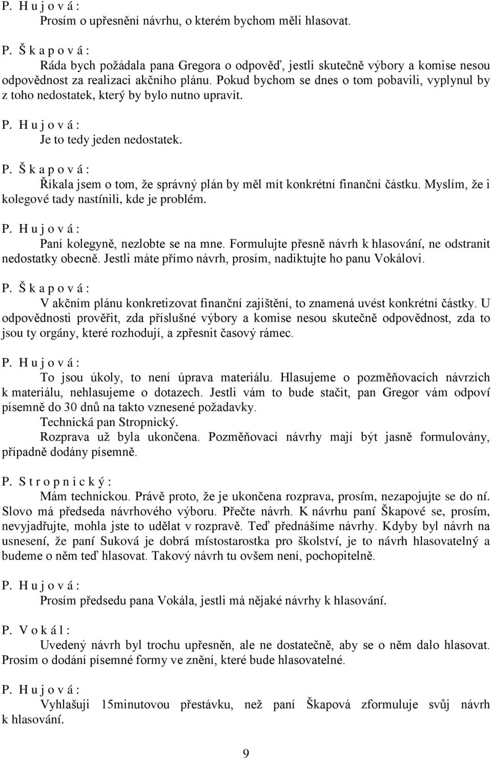 Š k a p o v á : Říkala jsem o tom, že správný plán by měl mít konkrétní finanční částku. Myslím, že i kolegové tady nastínili, kde je problém. Paní kolegyně, nezlobte se na mne.